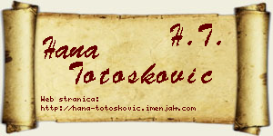 Hana Totošković vizit kartica